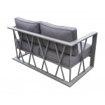 St Barts 4 piece Patio Aluminum Set with Grey Fabric Cushions