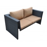 Oahu 4 piece Wicker Patio Set with Brown Fabric Cushions