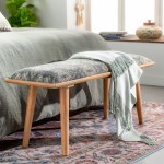 Surya Aegeus Black, Light Beige Upholstered Bench 18"H X 45"W X 15"D