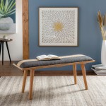 Surya Aegeus Ink Blue Upholstered Bench 18"H X 45"W X 15"D