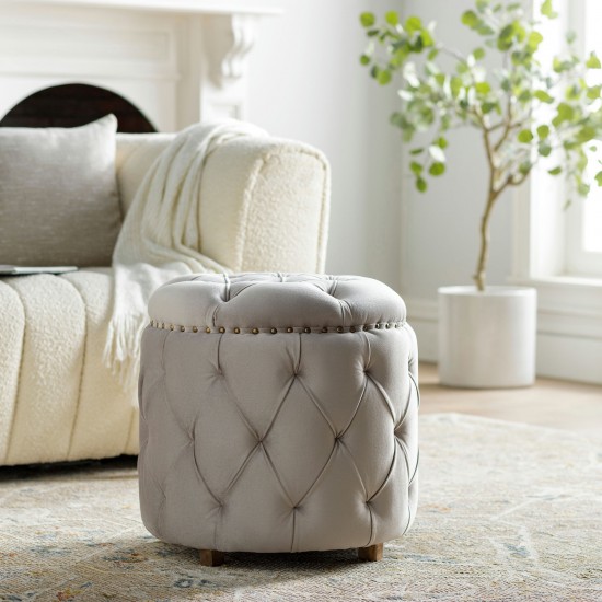 Surya Amana Gray Ottoman 19"H X 20"W X 20"D