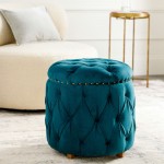 Surya Amana Deep Teal Ottoman 19"H X 20"W X 20"D