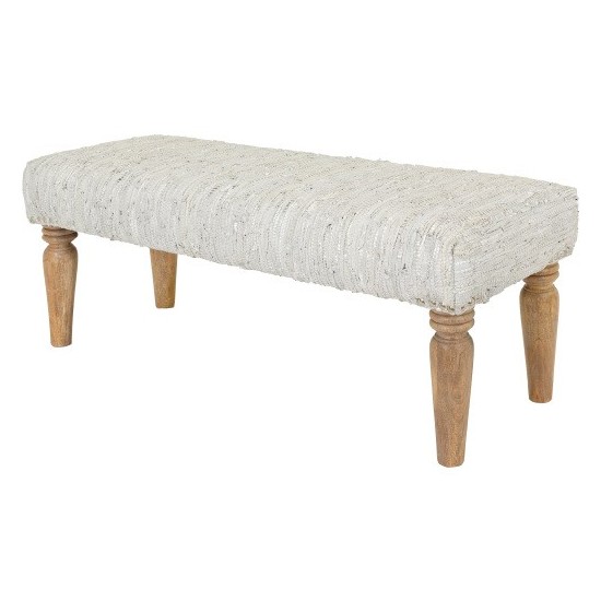 Surya Anthracite Ivory Upholstered Bench 19"H X 47"W X 16"D