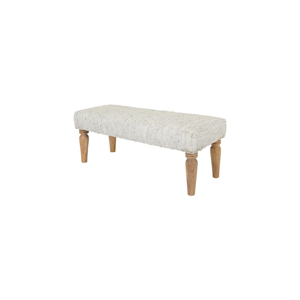 Surya Anthracite Ivory Upholstered Bench 19"H X 47"W X 16"D Surya Anthracite Ivory Upholstered Bench 19"H X 47"W X 16"D