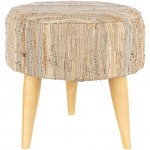 Surya Anthracite Cream Stool 16"H X 16"W X 16"D