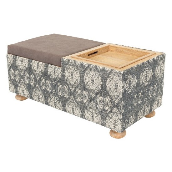 Surya Arturo Ink Blue Storage Ottoman 18"H X 40"W X 19"D