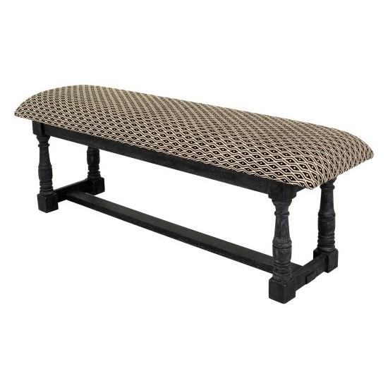 Surya Avalanche Black Upholstered Bench 18"H X 55"W X 15"D