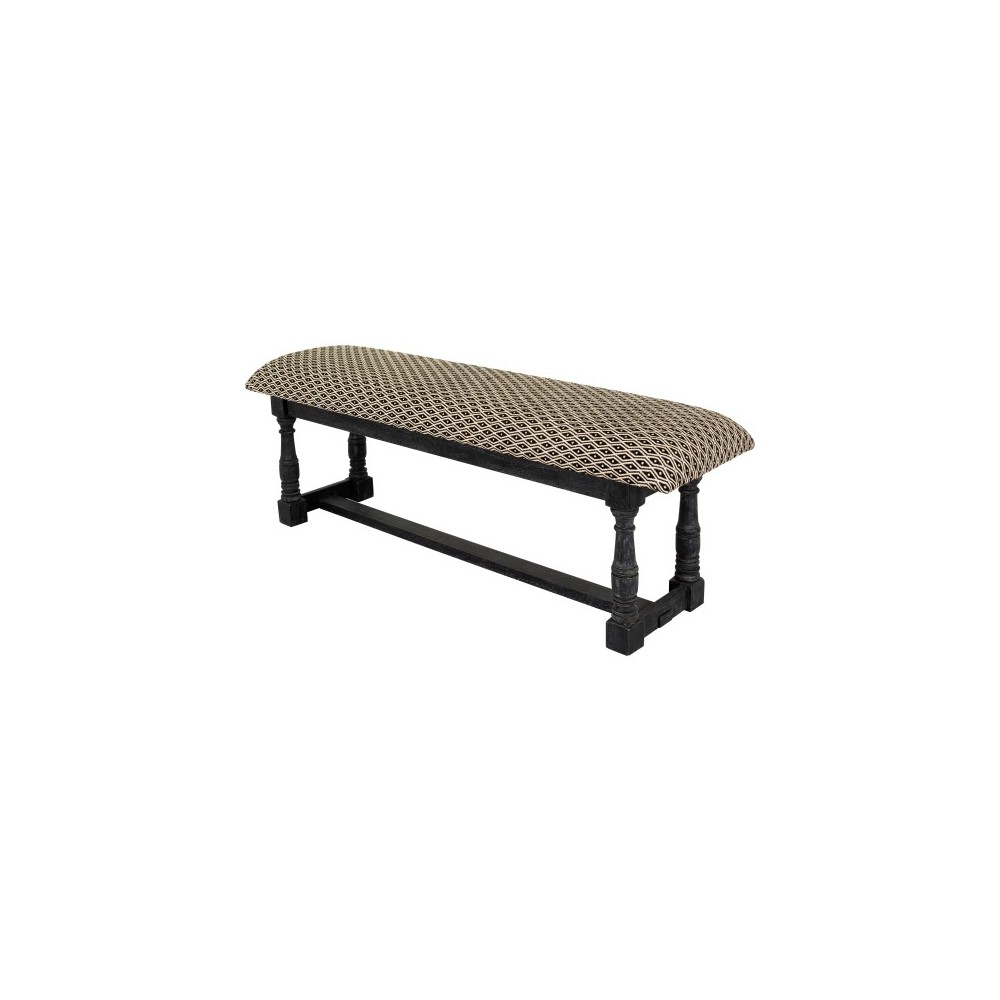 Surya Avalanche Black Upholstered Bench 18"H X 55"W X 15"D