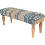 Surya Cambrai Navy, Blue Upholstered Bench 19"H X 47"W X 16"D