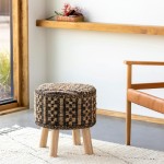Surya Cambrai Tan, Black Stool 17"H X 18"W X 18"D