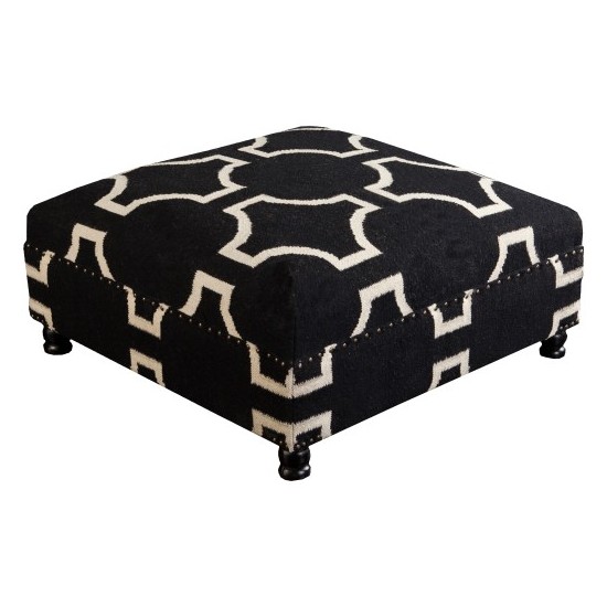 Surya Fallon Black Ottoman 16"H X 32"W X 32"D