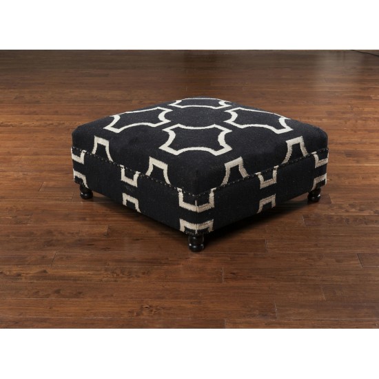 Surya Fallon Black Ottoman 16"H X 32"W X 32"D