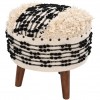 Surya Haarlem Cream, Black Stool 16"H X 16"W X 16"D