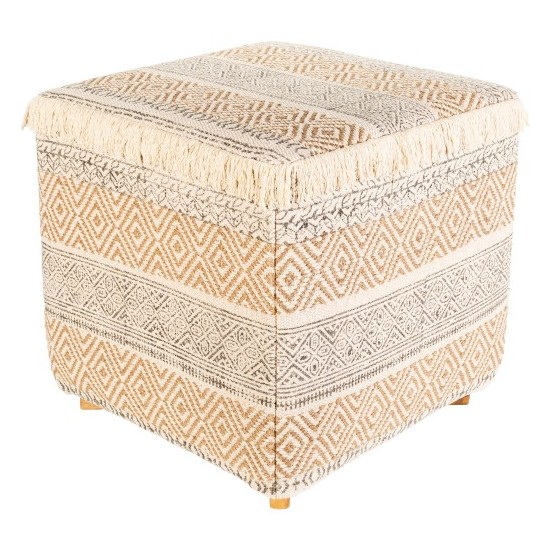 Surya Isaiah Cream Ottoman 18"H X 18"W X 18"D