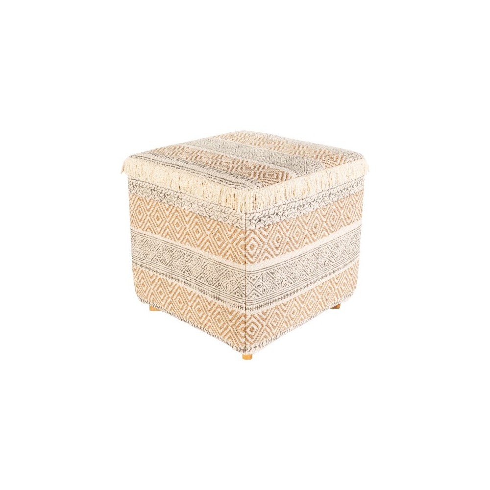 Surya Isaiah Cream Ottoman 18"H X 18"W X 18"D