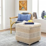 Surya Isaiah Cream Ottoman 18"H X 18"W X 18"D