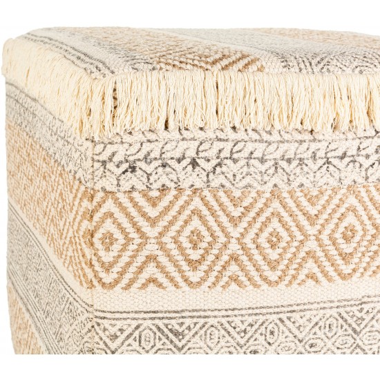 Surya Isaiah Cream Ottoman 18"H X 18"W X 18"D