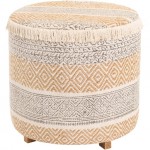 Surya Isaiah Cream, Tan Ottoman 18"H X 18"W X 18"D