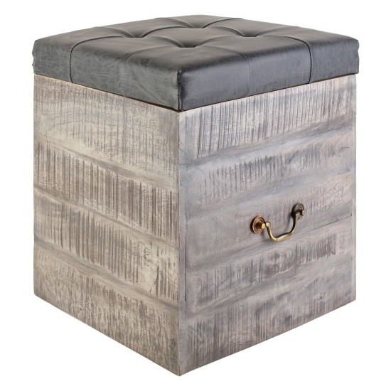 Surya Kassi Charcoal Storage Ottoman 18"H X 16"W X 16"D