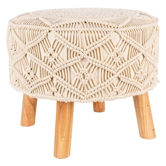 Surya Mandala Light Beige Stool 16"H X 20"W X 20"D