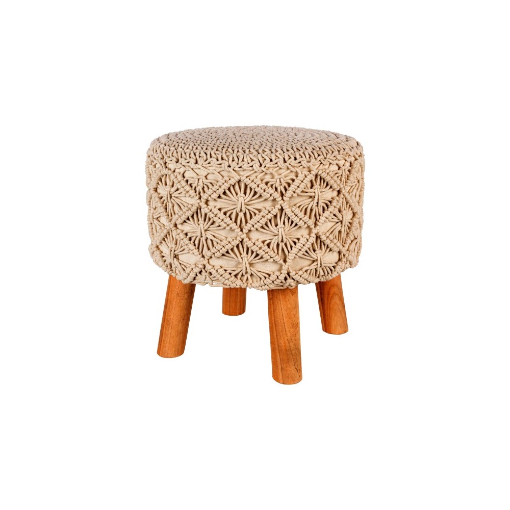 Surya Mandala Light Beige Stool 16"H X 16"W X 16"D Surya Mandala Light Beige Stool 16"H X 16"W X 16"D