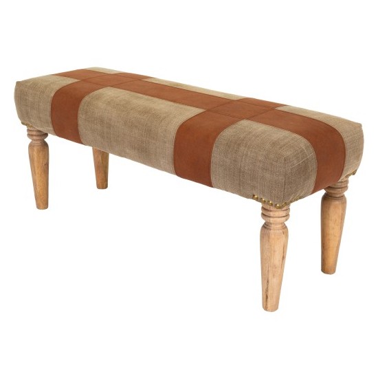 Surya Sacsha Brown Upholstered Bench 19"H X 47"W X 16"D