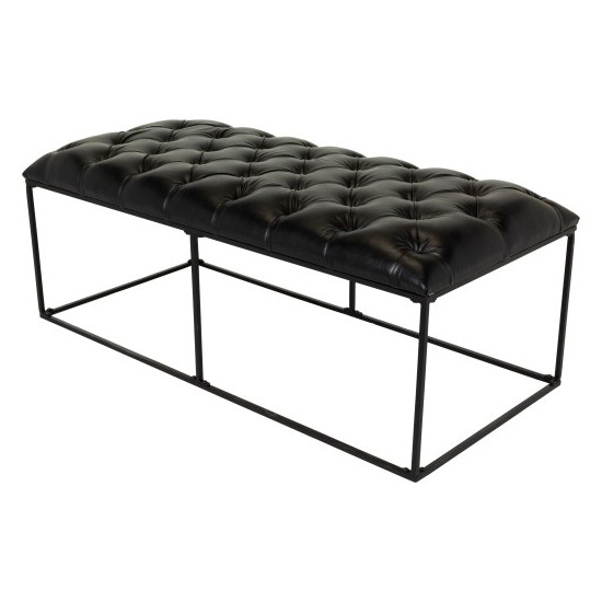 Surya Savoy Black Upholstered Bench 18"H X 22"W X 48"D