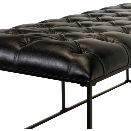 Surya Savoy Black Upholstered Bench 18"H X 22"W X 48"D