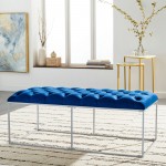 Surya Savoy Dark Blue Upholstered Bench 18"H X 22"W X 48"D