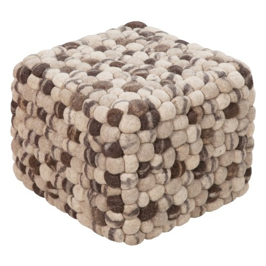 Surya Summit Brown Ottoman 12"H X 18"W X 18"D