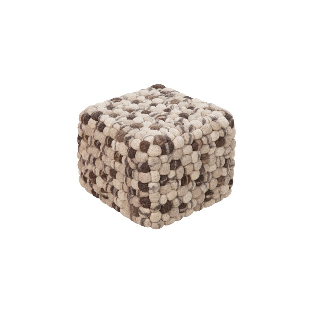 Surya Summit Brown Ottoman 12"H X 18"W X 18"D