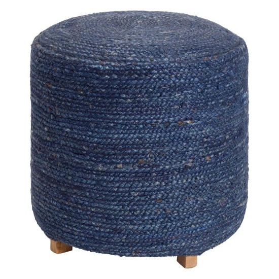 Surya Tropics Dark Blue Ottoman 18"H X 18"W X 18"D