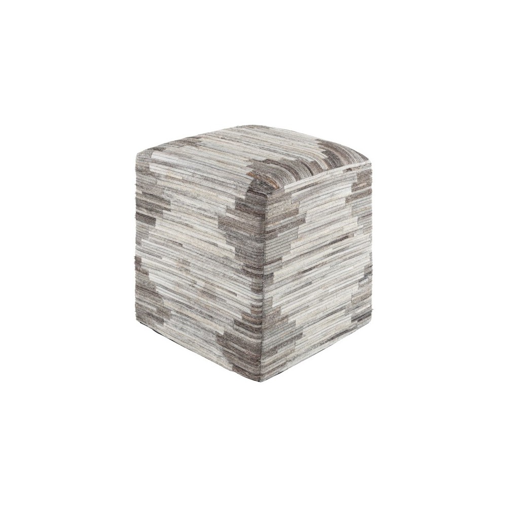 Surya Zander Black, Light Gray Ottoman 18"H X 18"W X 18"D Surya Zander Black, Light Gray Ottoman 18"H X 18"W X 18"D