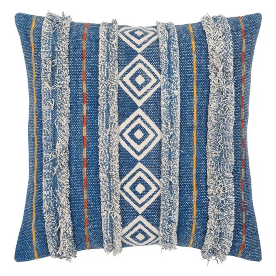 Surya Ashbury Dark Blue, Light Beige Pillow Cover 20"H X 20"W