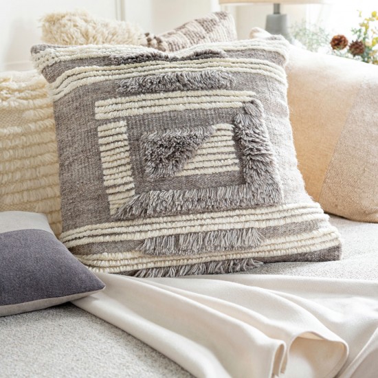 Surya Baracoa Gray Pillow Cover 22"H X 22"W