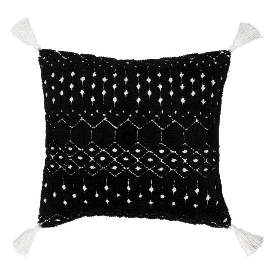 Surya Braith Black Pillow Cover 18"H X 18"W
