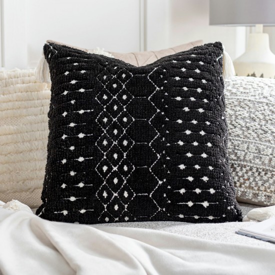 Surya Braith Black Pillow Cover 18"H X 18"W