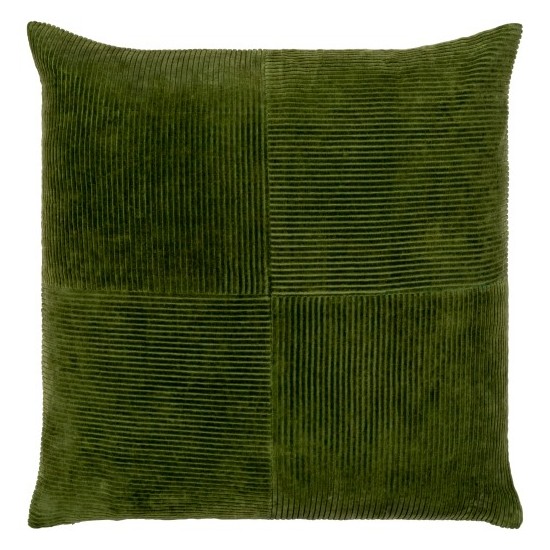 Surya Corduroy Quarters Olive Pillow Cover 20"H X 20"W