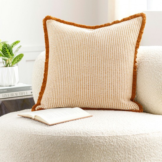 Surya Cotton Fringe Ctf-001 Pillow Cover 20"H X 20"W