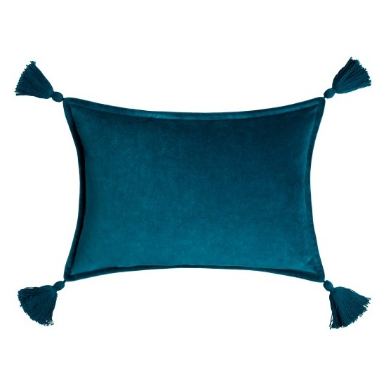 Surya Cotton Velvet Deep Teal Pillow Cover 13"H X 19"W