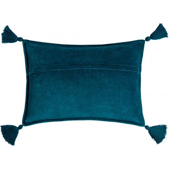 Surya Cotton Velvet Deep Teal Pillow Cover 13"H X 19"W