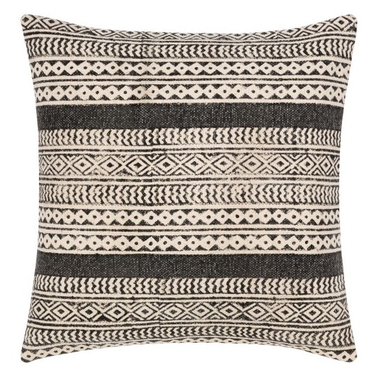 Surya Janya Pillow Cover 18"H X 18"W Black & Light Beige