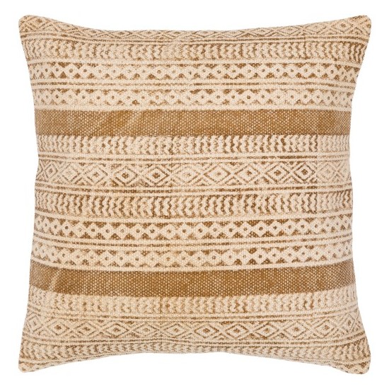 Surya Janya Pillow Cover 18"H X 18"W Light Beige & Tan