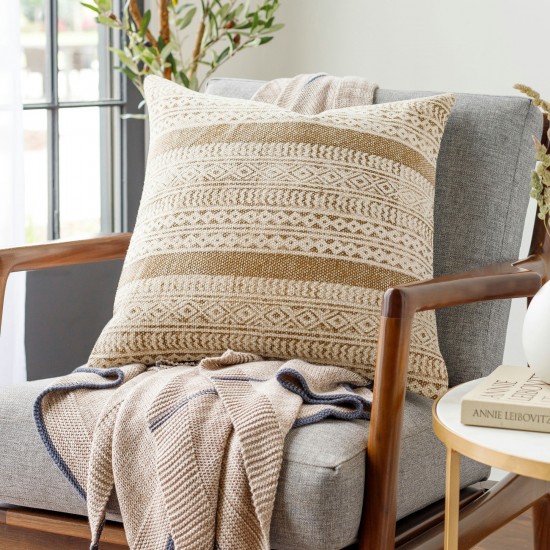 Surya Janya Pillow Cover 20"H X 20"W Light Beige & Tan