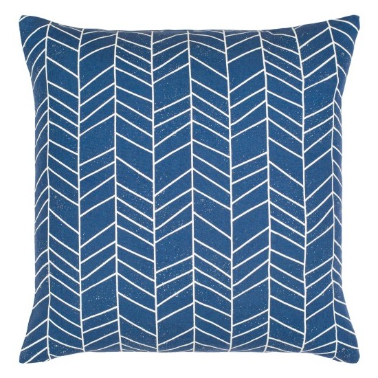 Surya Lachen Pillow Cover 18"H X 18"W - Dark Blue, Cream