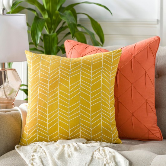 Surya Lachen Saffron, Cream Pillow Cover 13"H X 20"W