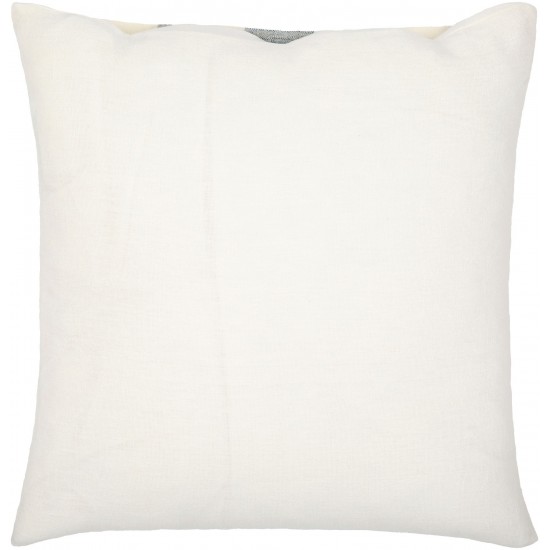 Surya Linen Stripe Buttoned Pillow Cover 18"H X 18"W - Cream