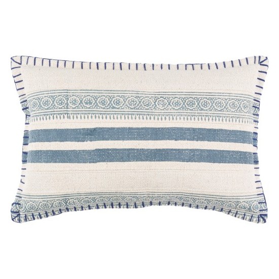 Surya Lola Navy Pillow Cover 14"H X 22"W