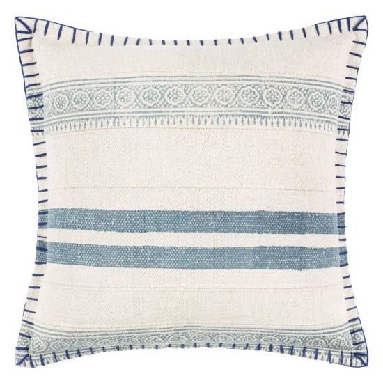 Surya Lola Navy Pillow Cover 22"H X 22"W