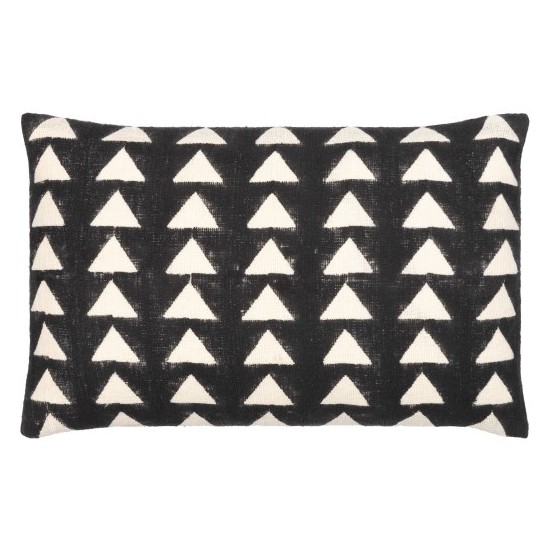 Surya Malian Pillow Cover 14"H X 22"W Black & Cream